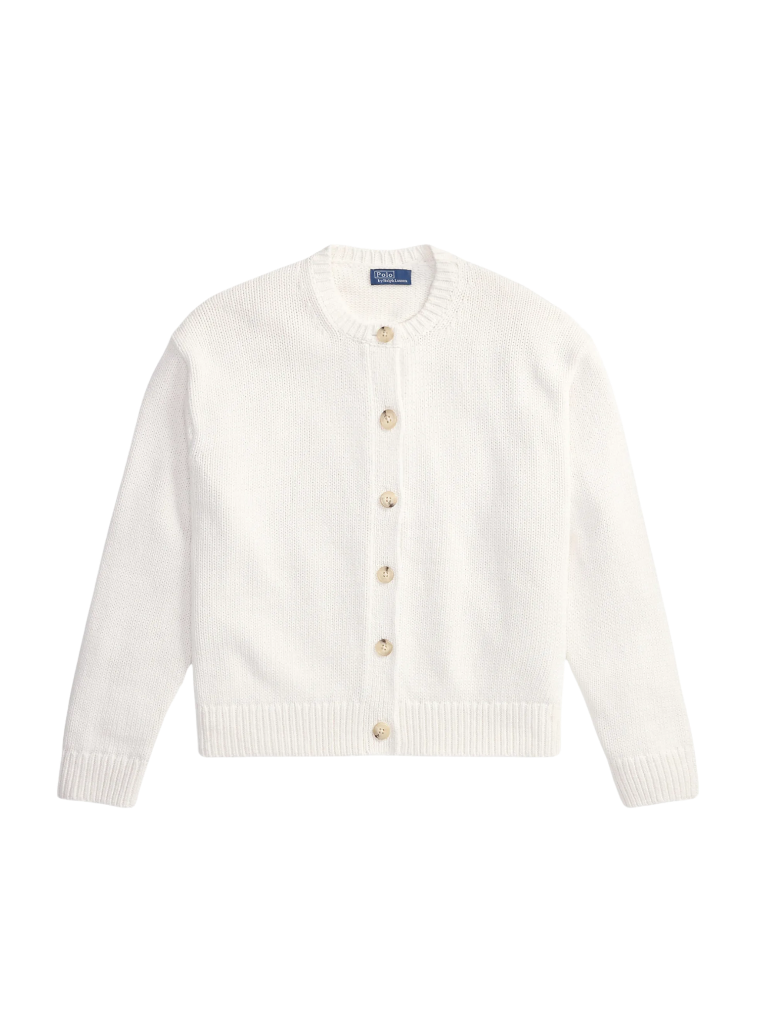 RALPH LAUREN WOMEN Linen-blend Crewneck Cardigan White