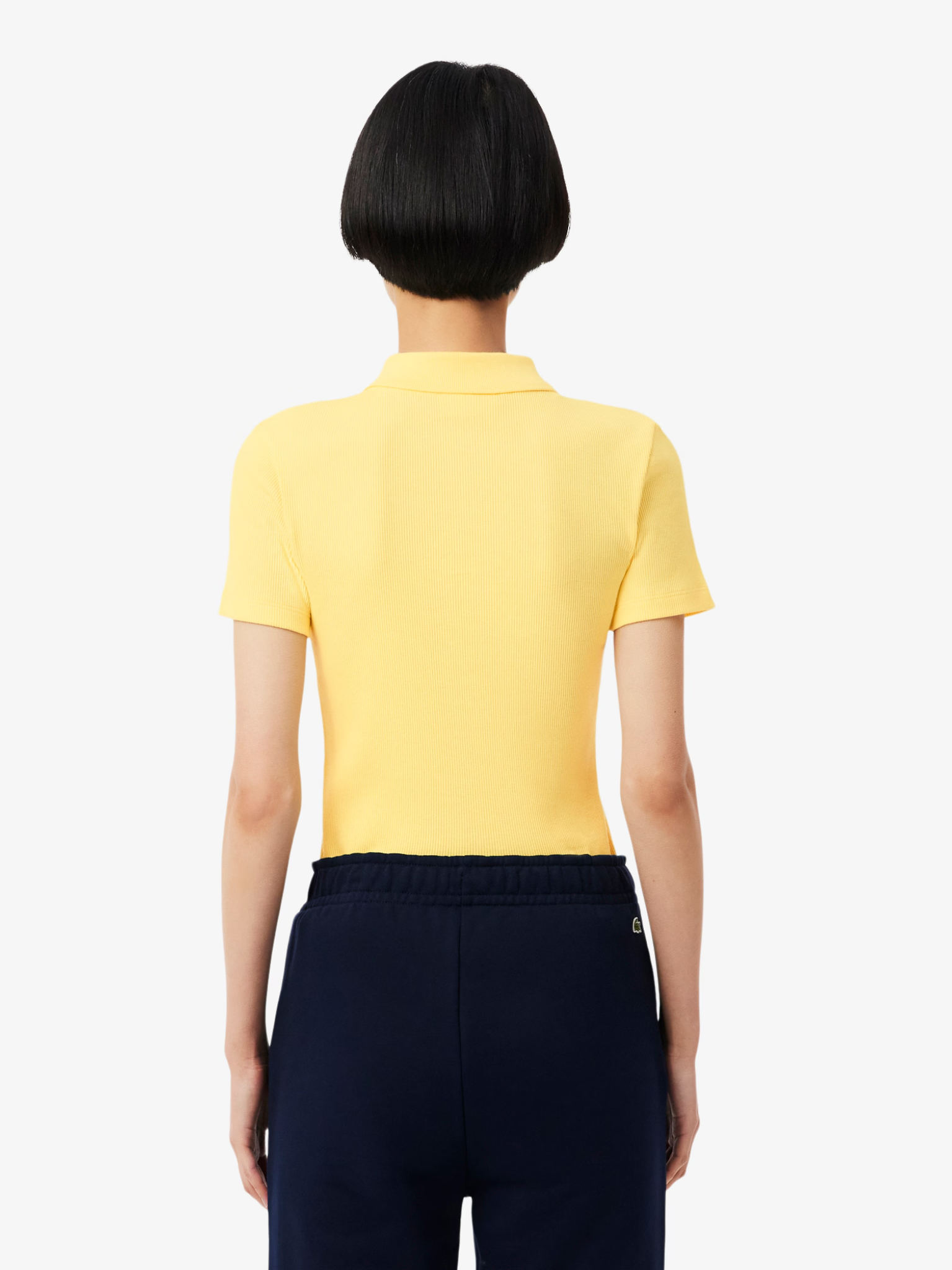 LACOSTE WOMEN Slim Fit L.12.D Ribbed Cotton Polo Shirt Pastel Yellow