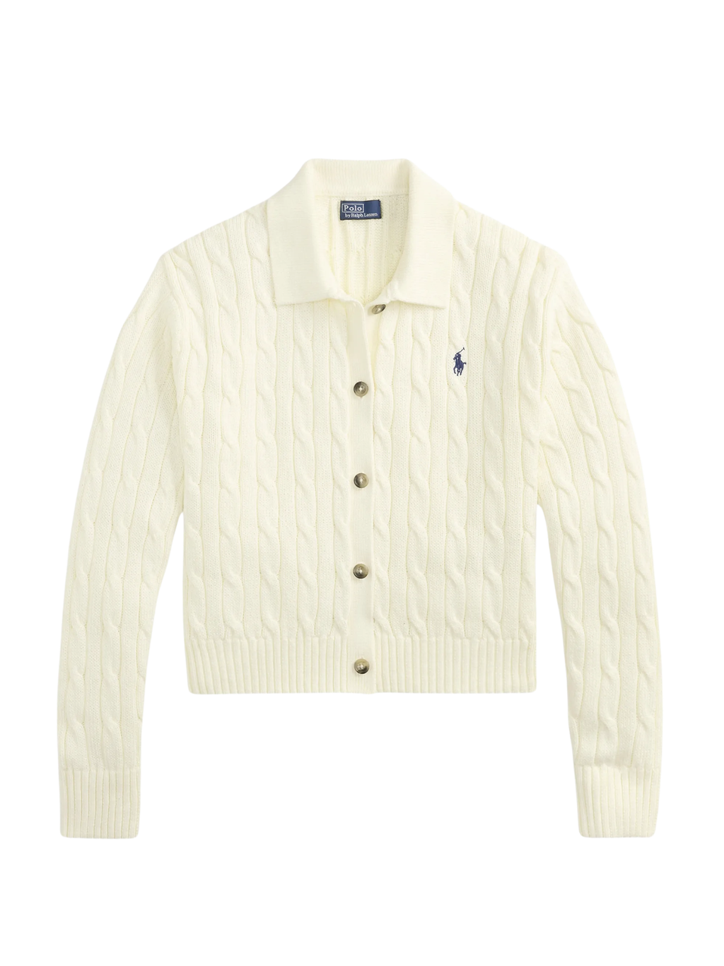 RALPH LAUREN WOMEN Cable Cotton Polo-collar Cardigan	Clubhouse Cream