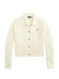 RALPH LAUREN WOMEN Cable Cotton Polo-collar Cardigan	Clubhouse Cream