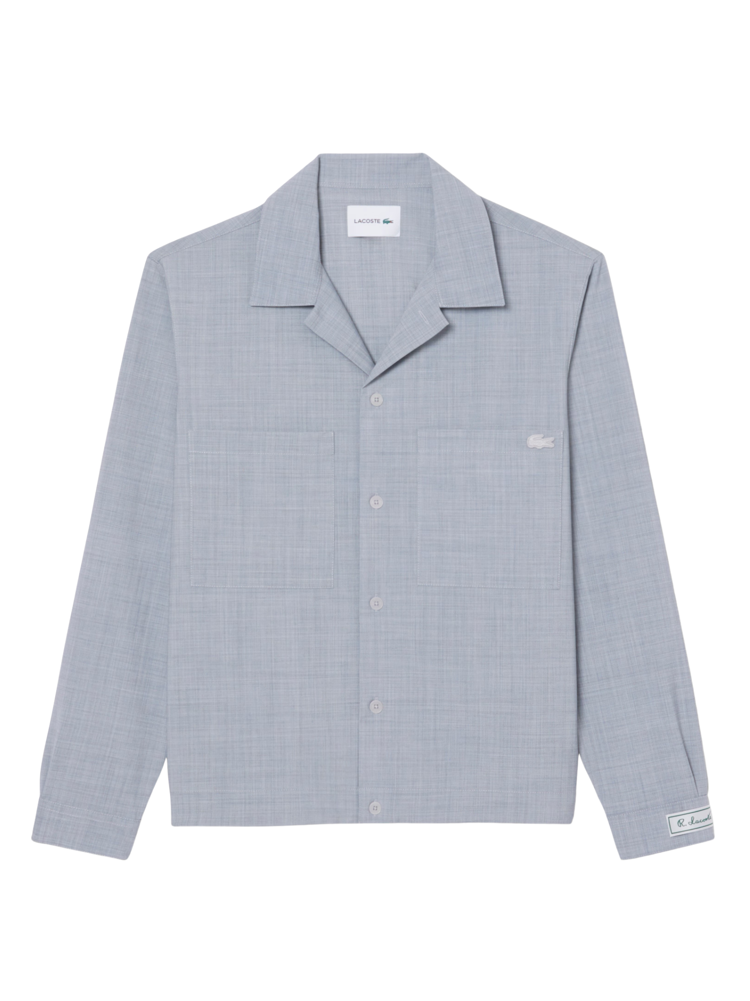 LACOSTE Oversized Wool Blend Overshirt Light Grey