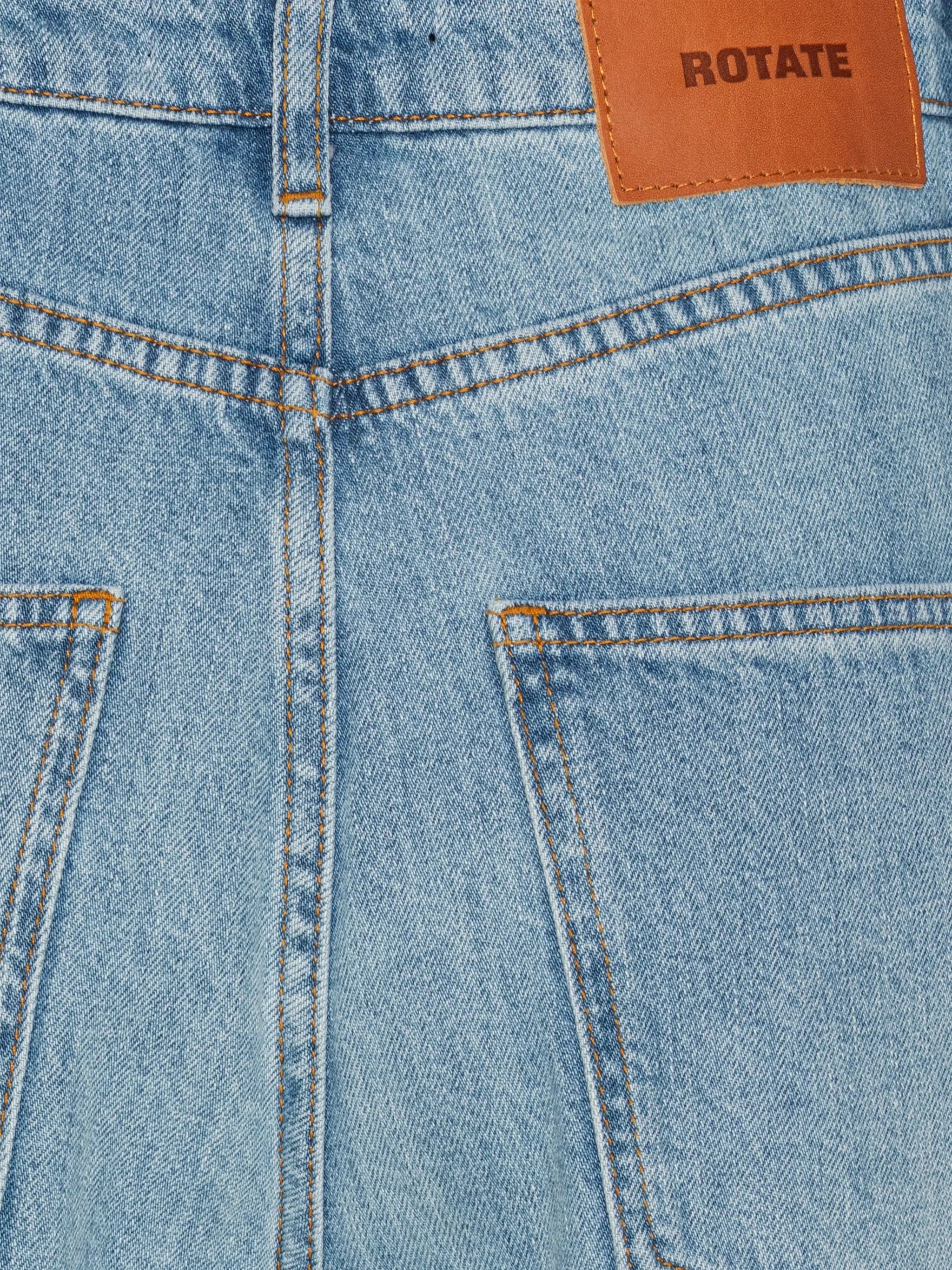 ROTATE BIRGER CHRISTENSEN WOMEN Draped Barrel Leg Jeans Light Blue Denim