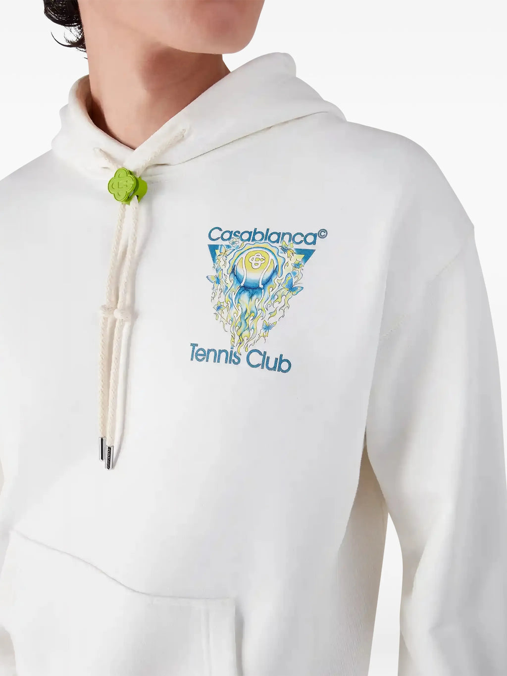 CASABLANCA Tennis Club Icon Hooded Sweatshirt White