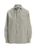RALPH LAUREN WOMEN Relaxed Fit Striped Cotton Shirt Green/White