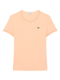 LACOSTE WOMEN Contrast Trim Jersey T-shirt Rose/Orange