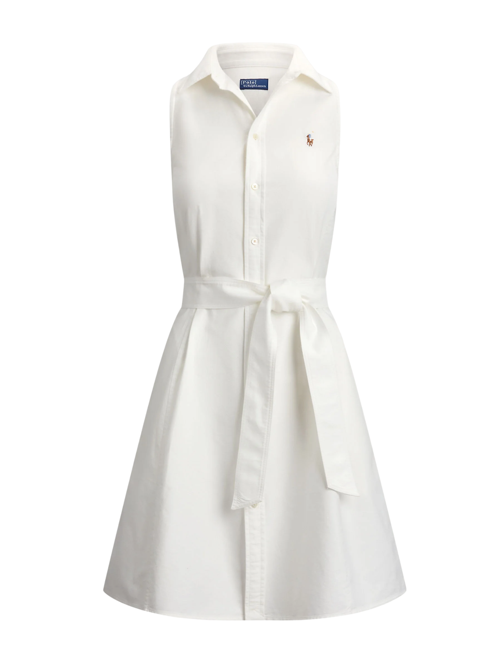 RALPH LAUREN WOMEN Cotton Oxford Sleeveless Shirt Dress White