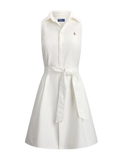 RALPH LAUREN WOMEN Cotton Oxford Sleeveless Shirt Dress White