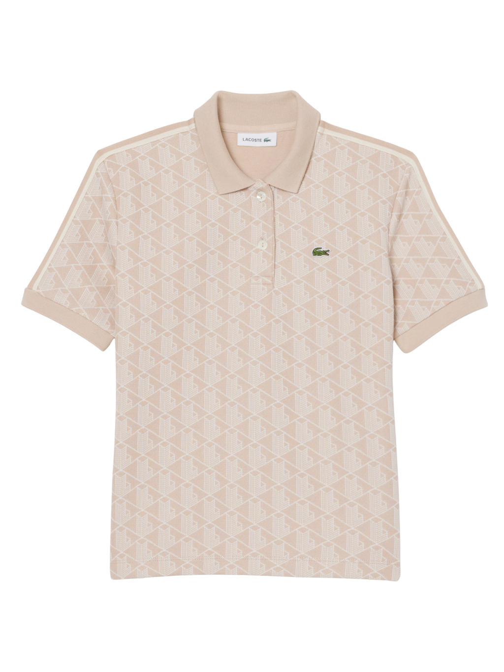 LACOSTE WOMEN Slim Fit Monogram Jacquard Polo Shirt Beige