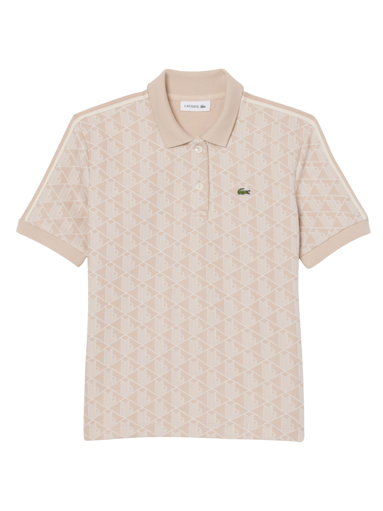 LACOSTE WOMEN Slim Fit Monogram Jacquard Polo Shirt Beige