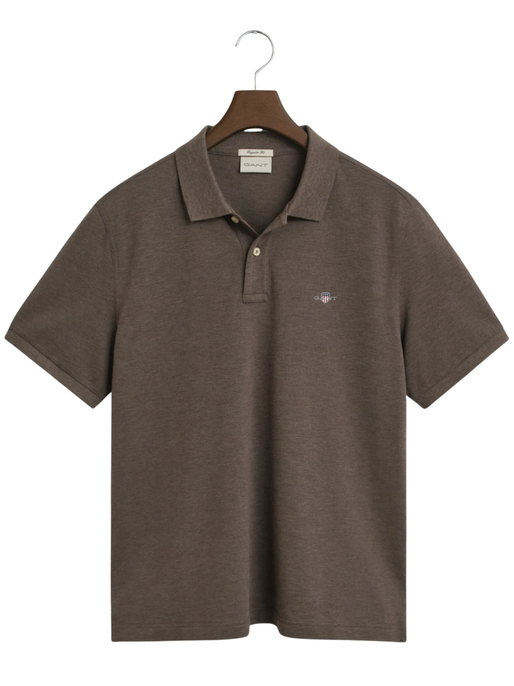 GANT Regular Fit Shield Piqué Polo Shirt Seawood Melange