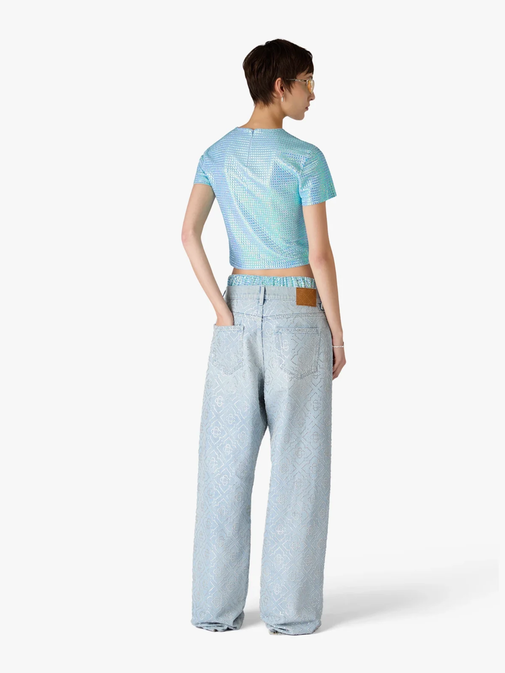 CASABLANCA WOMEN Hotfix Baggy Jeans Light Wash