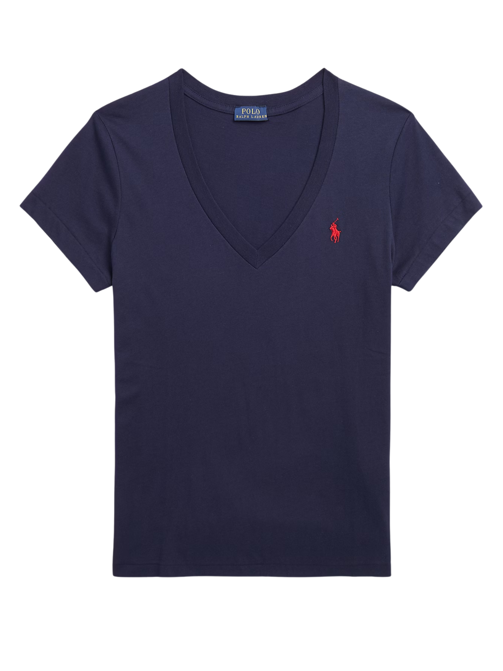 RALPH LAUREN WOMEN Cotton Jersey V-Neck T-Shirt Cruise Navy