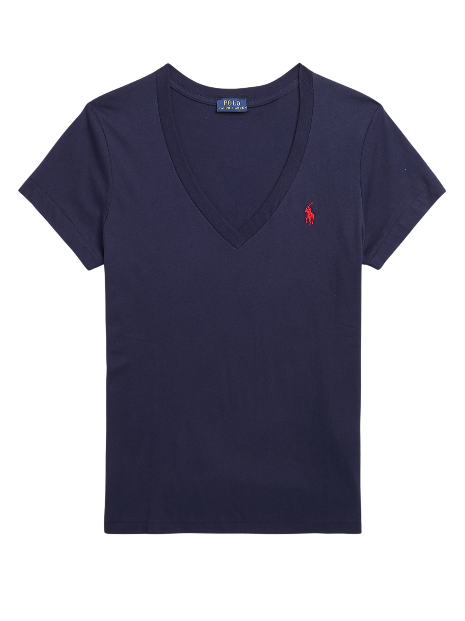 RALPH LAUREN WOMEN Cotton Jersey V-Neck T-Shirt Cruise Navy
