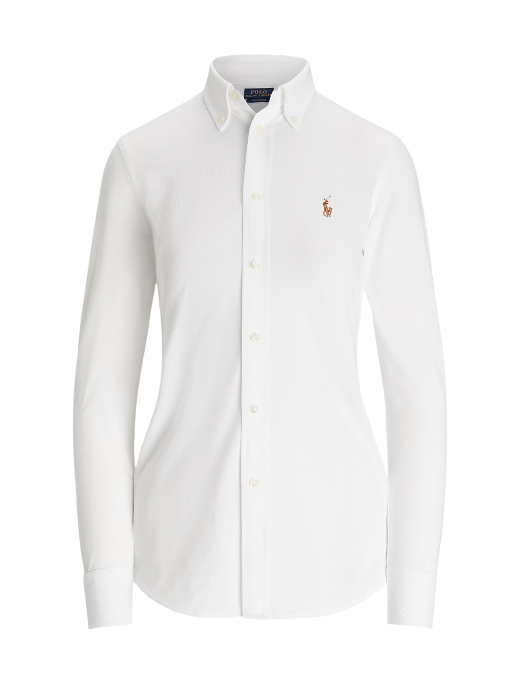 RALPH LAUREN WOMEN Slim Fit Knit Cotton Oxford Shirt White