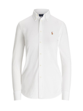 RALPH LAUREN WOMEN Slim Fit Knit Cotton Oxford Shirt White