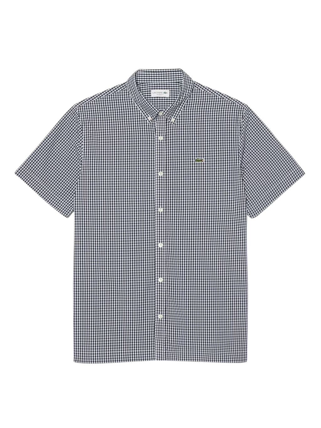 LACOSTE Regular Fit Lightweight Poplin Plaid Shirt White/Navy Blue