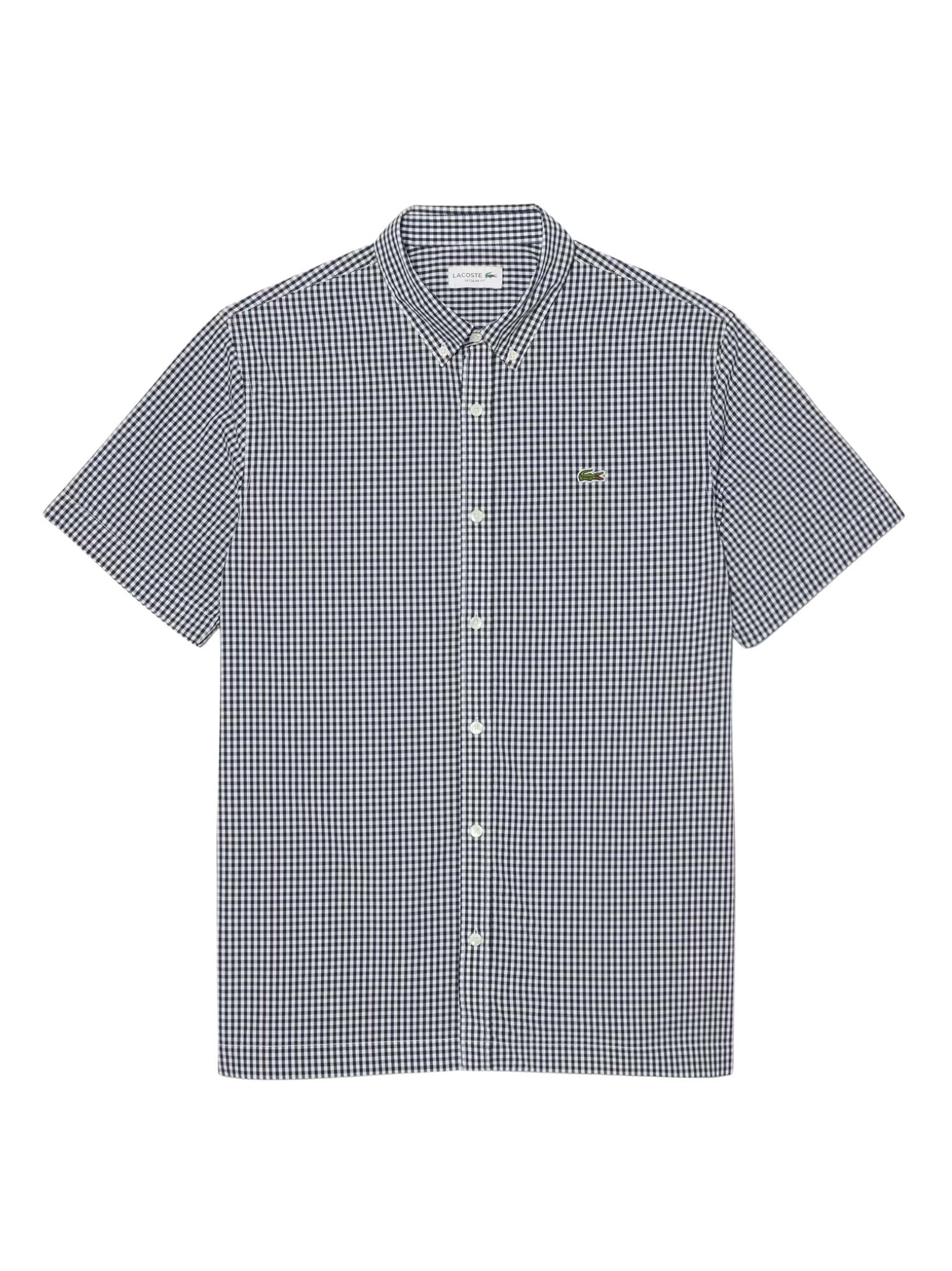 LACOSTE Regular Fit Lightweight Poplin Plaid Shirt White/Navy Blue