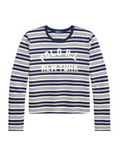 RALPH LAUREN WOMEN Logo Striped Jersey Long-Sleeve Tee Newport Navy/Nevis