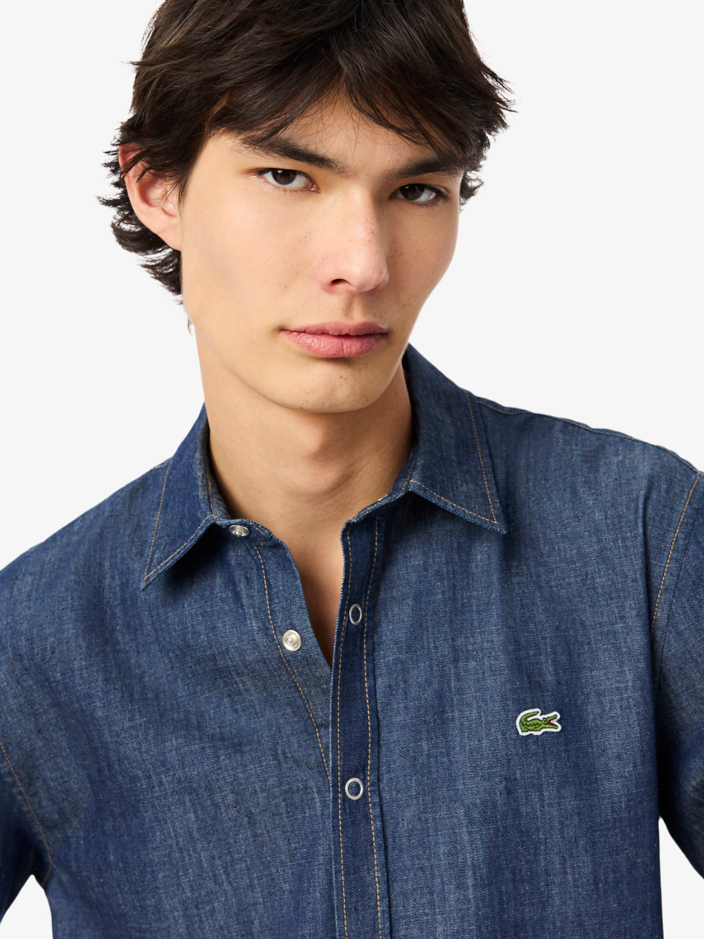 LACOSTE Regular Fit Lightweight Denim Shirt Blue
