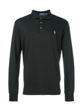 RALPH LAUREN Custom Slim Fit Soft Cotton L/S Polo Shirt Polo Black
