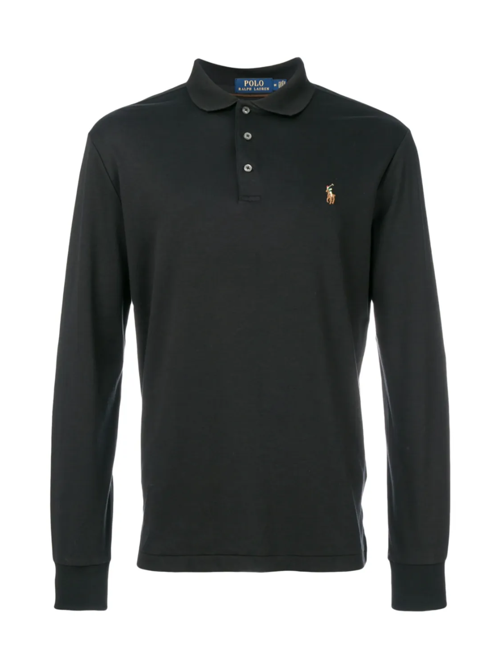 RALPH LAUREN Custom Slim Fit Soft Cotton L/S Polo Shirt Polo Black