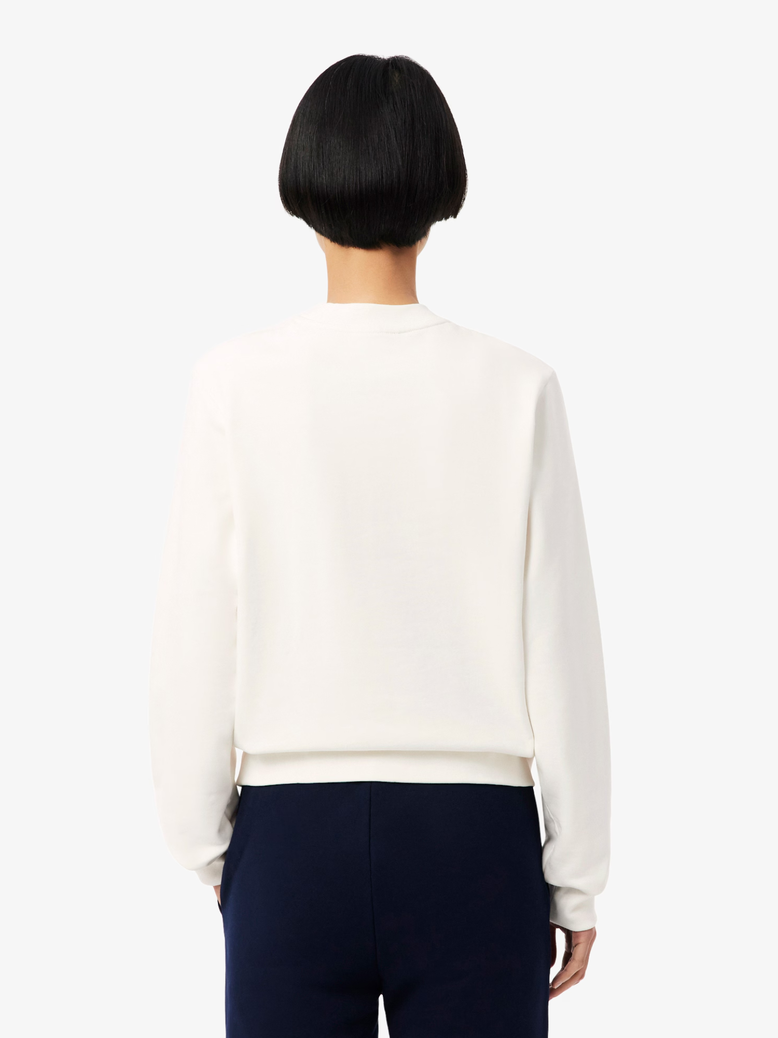LACOSTE WOMEN Relaxed Fit Fleece Crew Neck Sweatshirt White