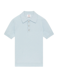 CASABLANCA Pointelle Monogram Short Sleeve Polo Shirt Blue