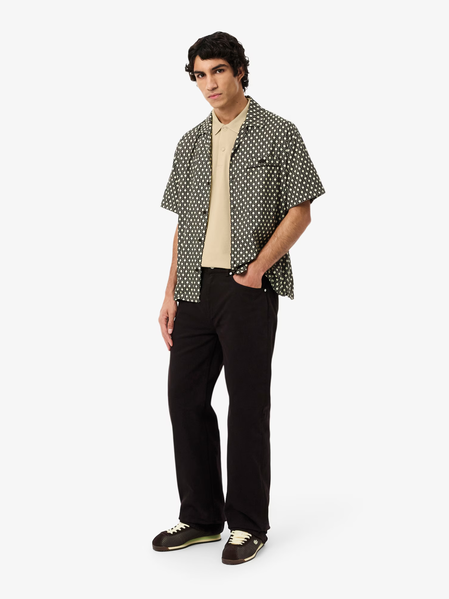 LACOSTE Regular Fit Cotton Blend Polo Shirt Beige