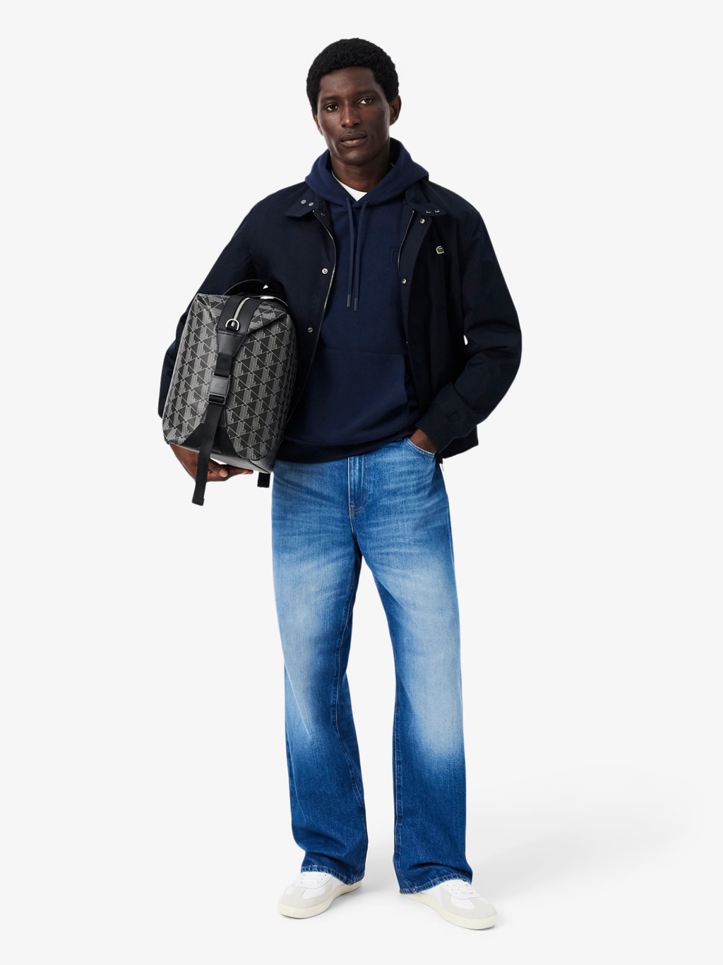 LACOSTE Embossed Branding Hoodie Midnight Blue