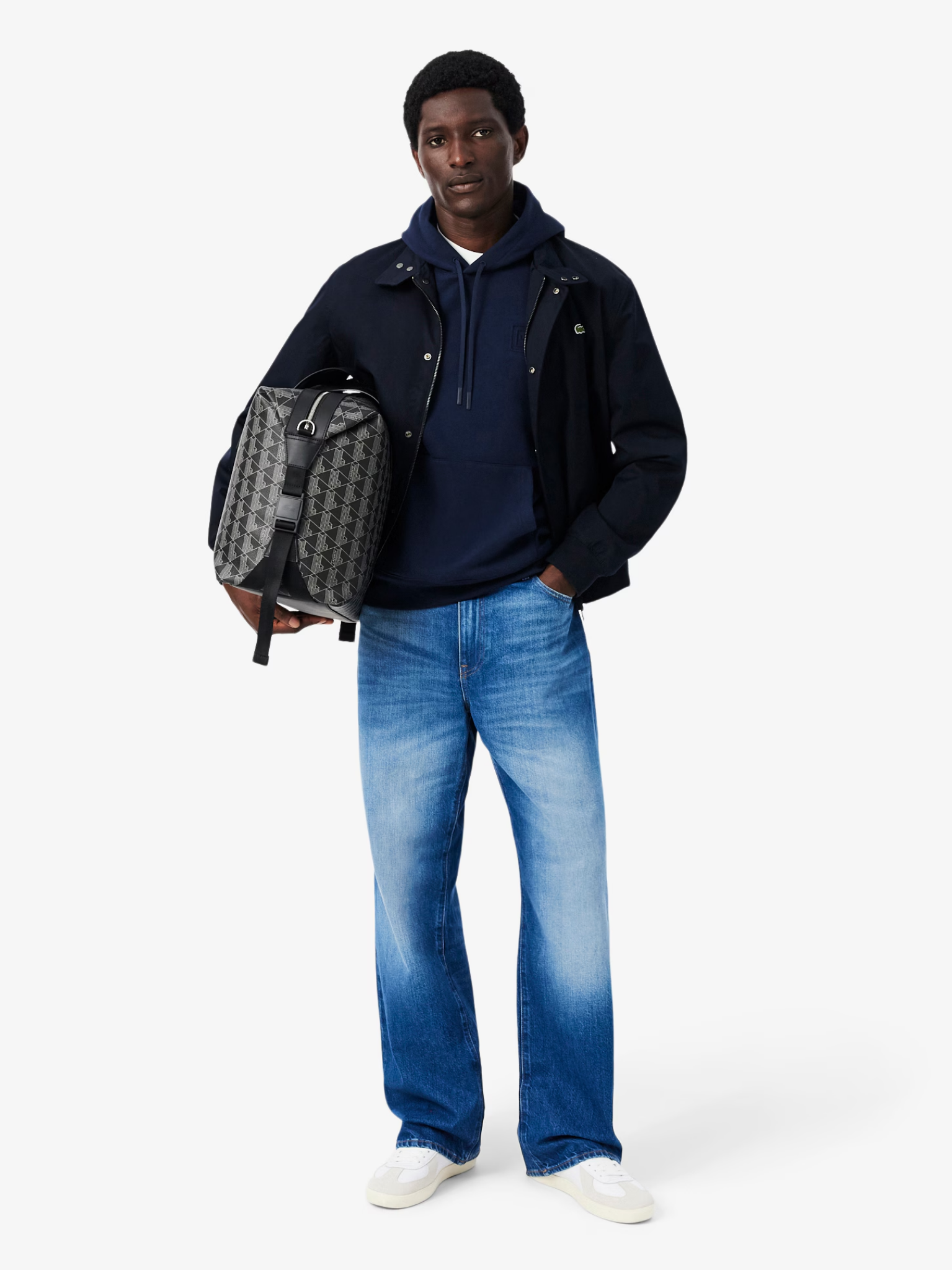 LACOSTE Embossed Branding Hoodie Midnight Blue
