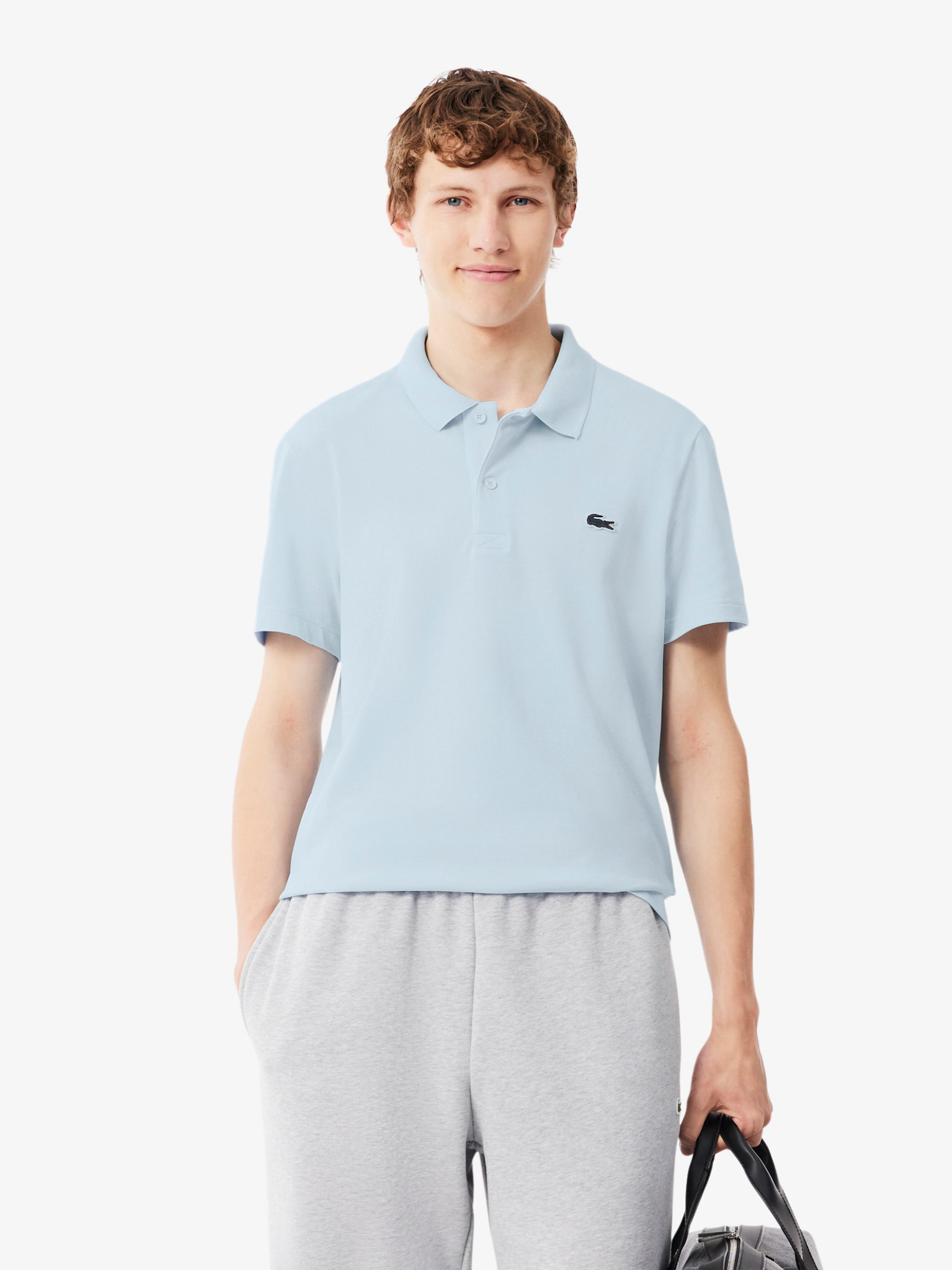 LACOSTE Regular Fit Cotton Blend Polo Shirt Light Blue