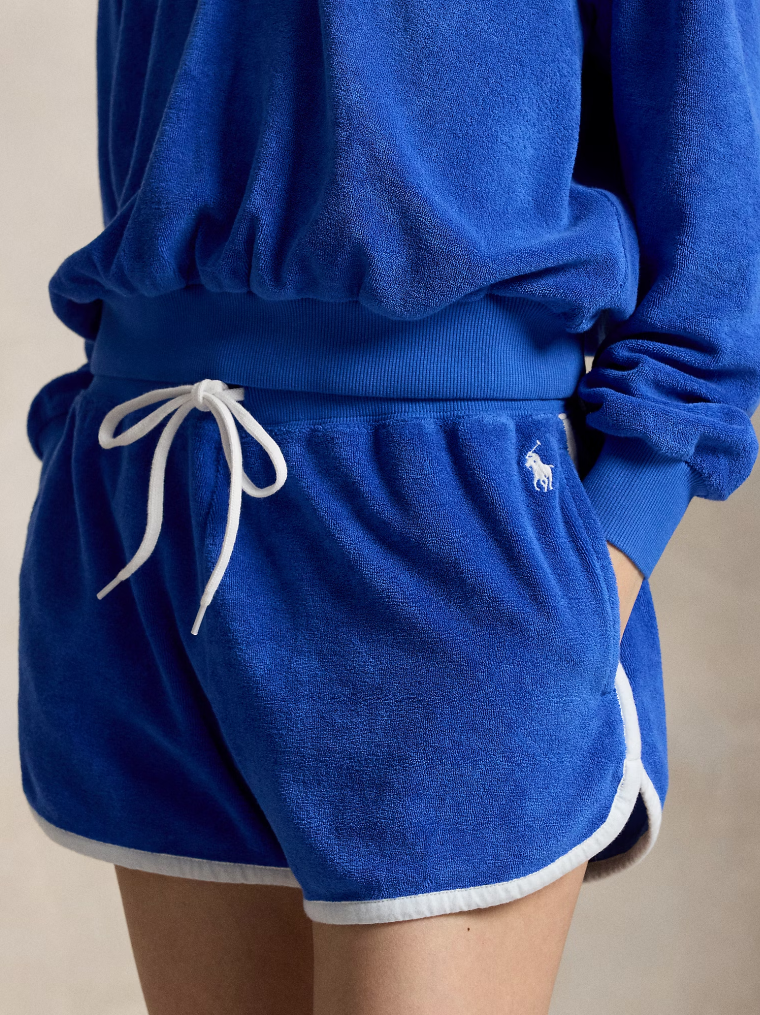 RALPH LAUREN WOMEN Terry Drawstring Shorts Gala Blue