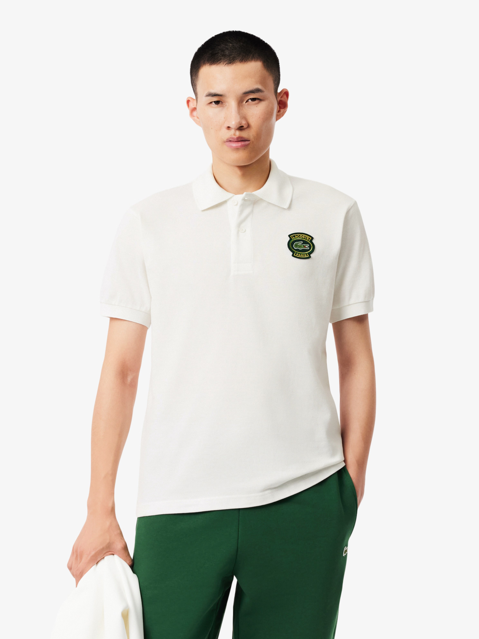 LACOSTE Classic Fit Petit Piqué Badge Polo Shirt White