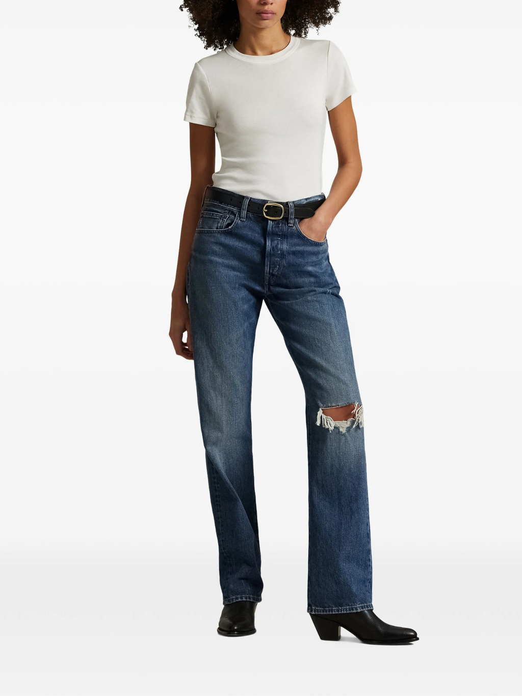 RALPH LAUREN WOMEN High-Rise Relaxed Straight Jeans Gwendolyan Wash