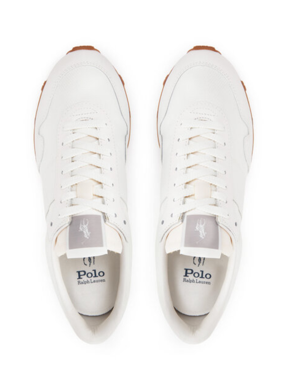 RALPH LAUREN Trail 125 Leather-Mesh Sneakers All White