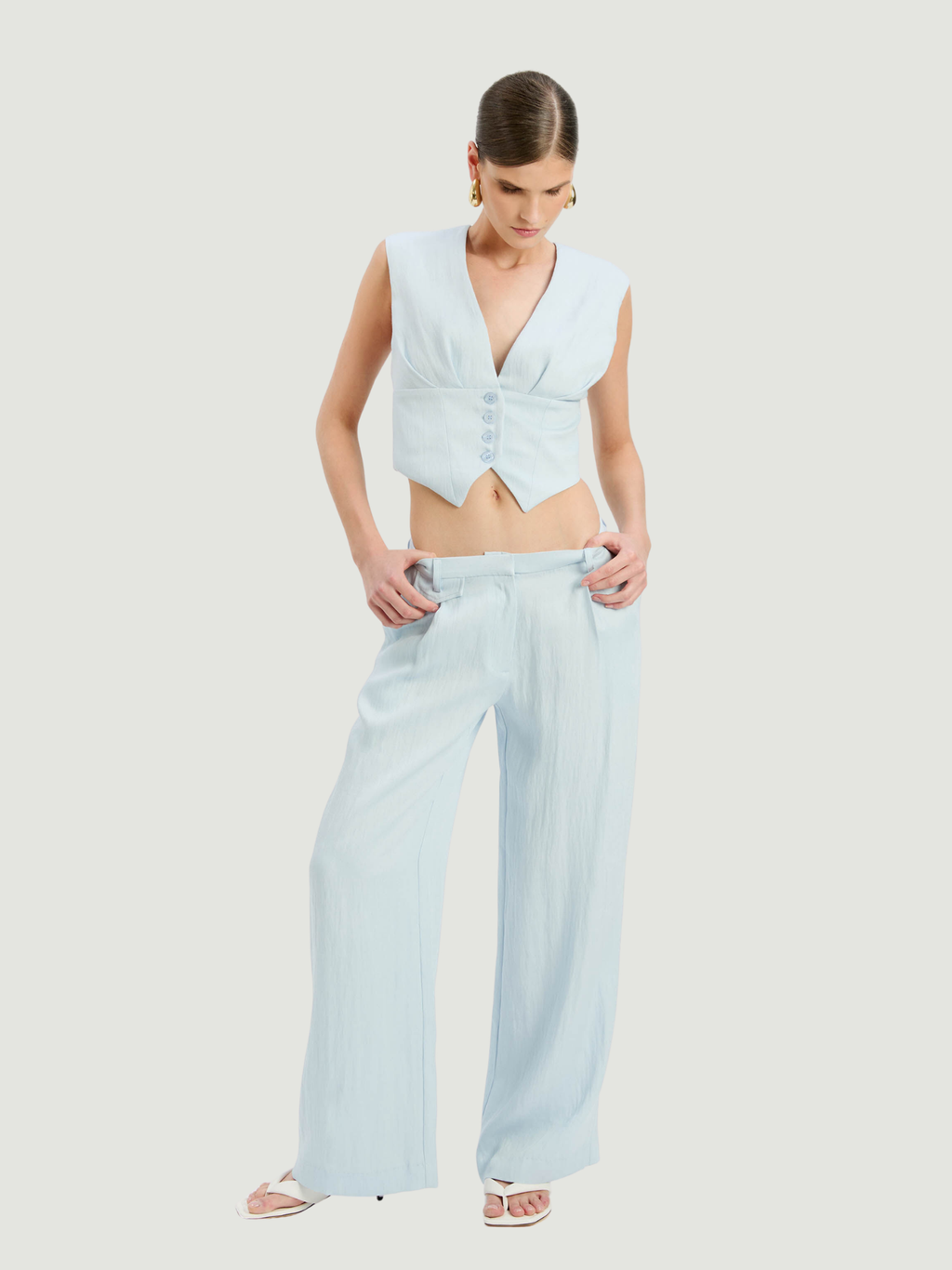 BARDOT WOMEN Geordy Hipster Trousers Soft Blue