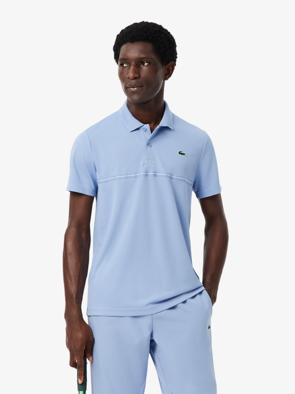 LACOSTE Ultra Dry Print Sport Polo Shirt Light Blue