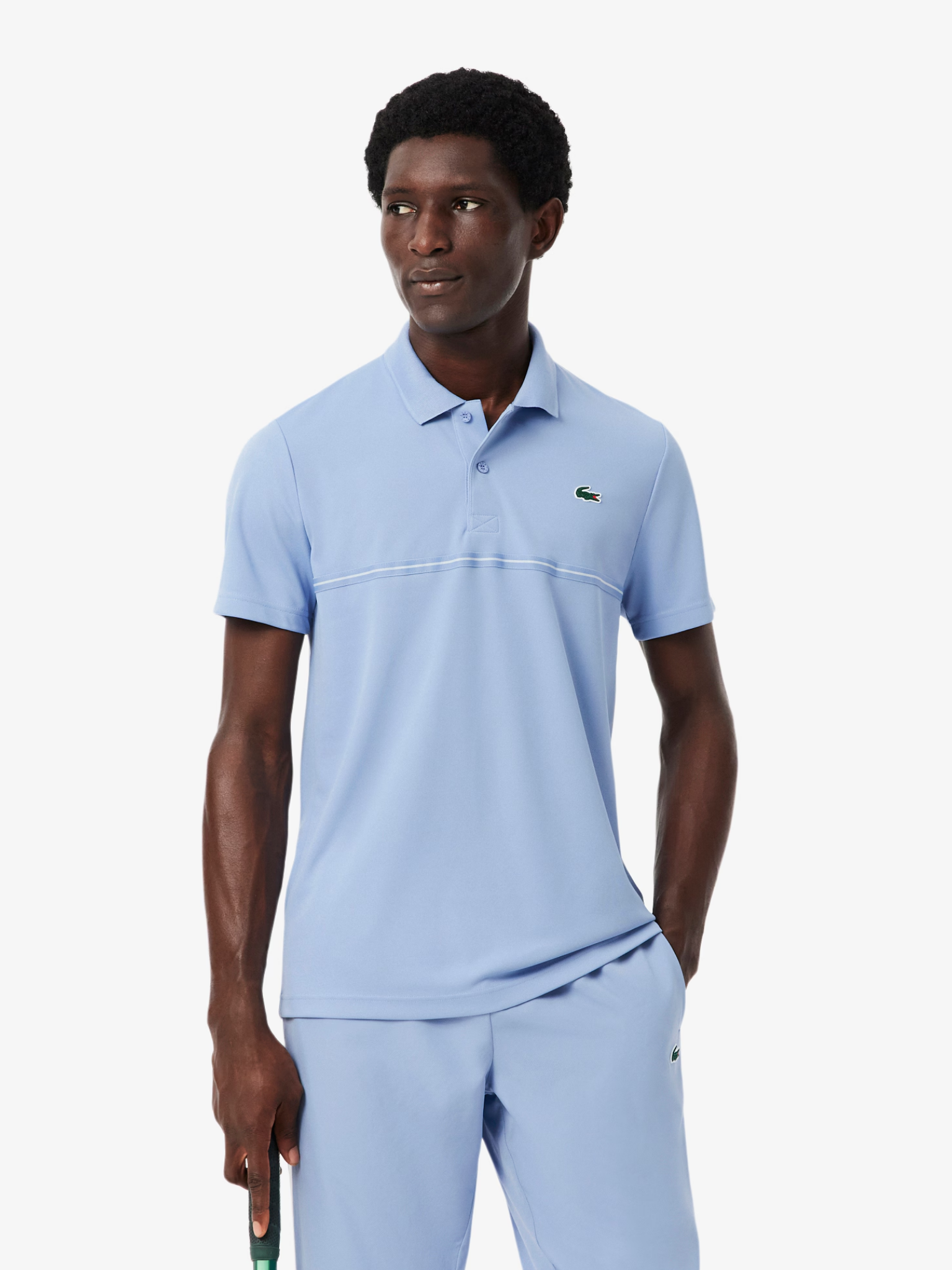 LACOSTE Ultra Dry Print Sport Polo Shirt Light Blue