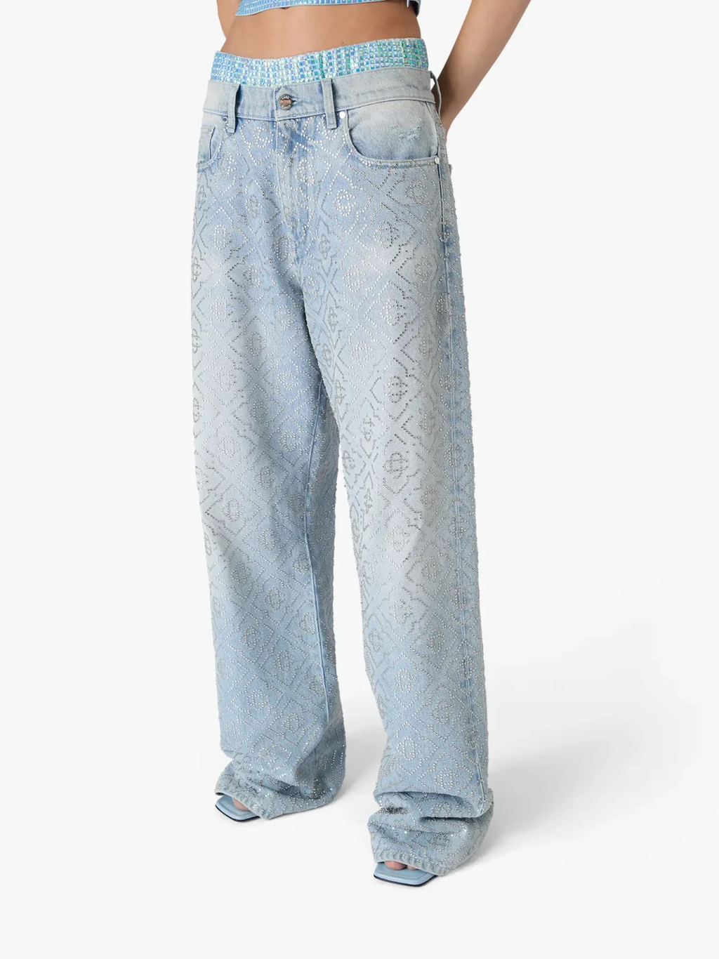 CASABLANCA WOMEN Hotfix Baggy Jeans Light Wash