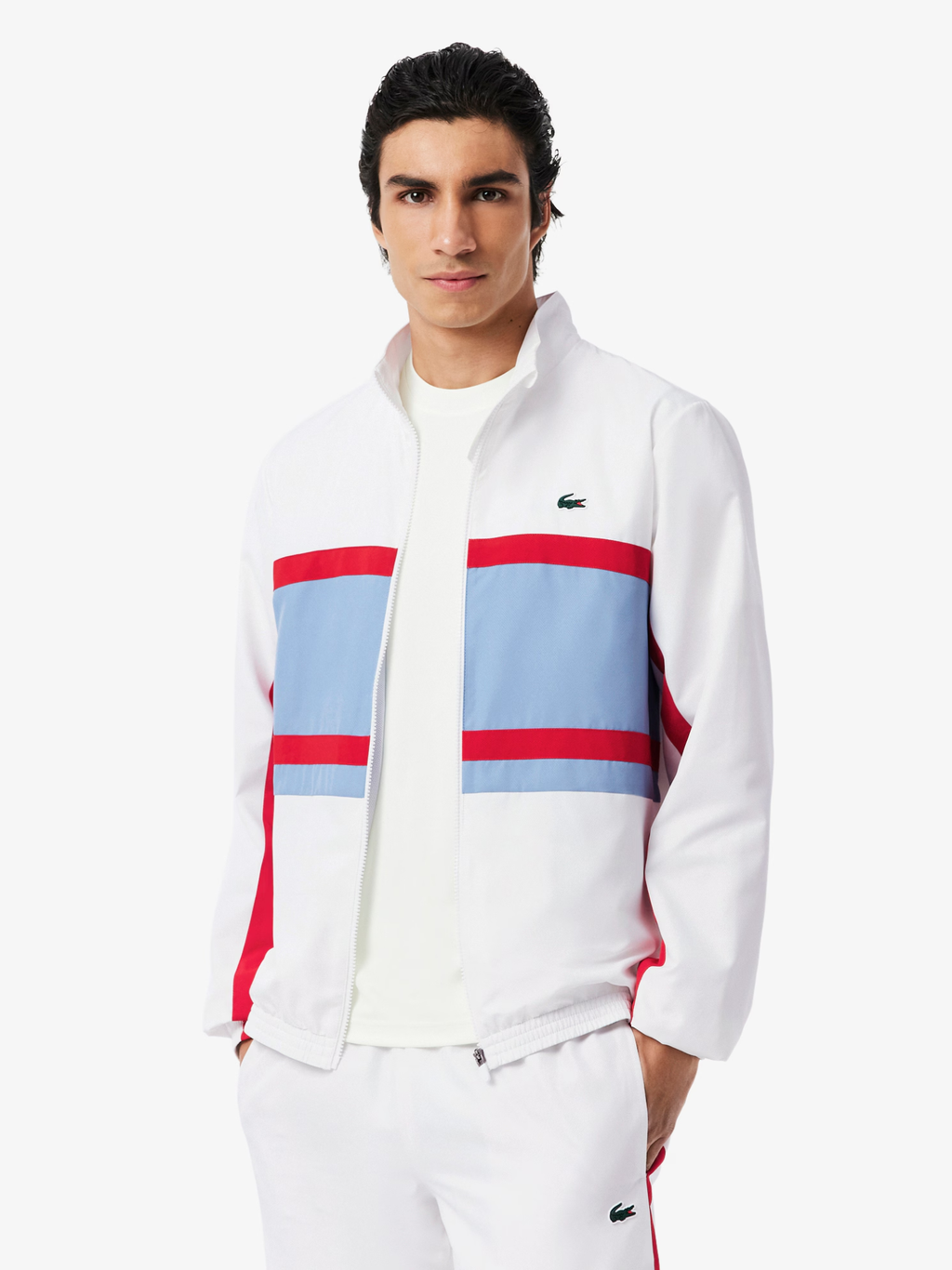 LACOSTE Sport Printed Tracksuit White/Blue