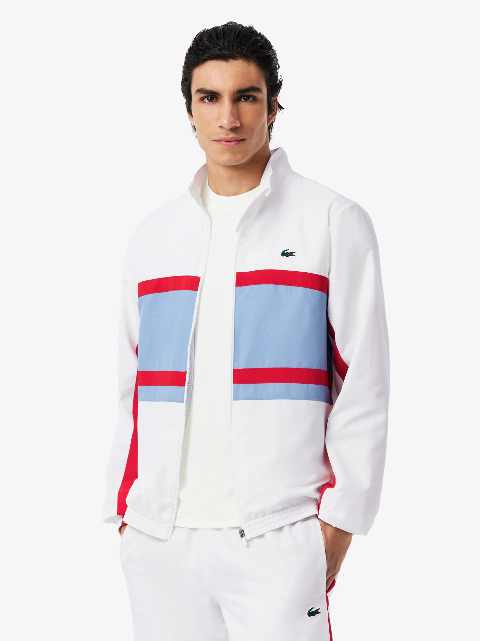 LACOSTE Sport Printed Tracksuit White/Blue