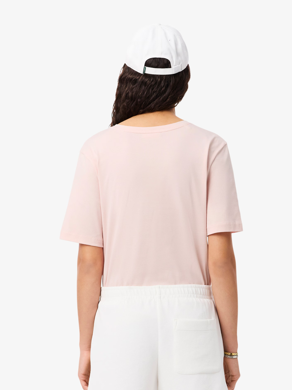 LACOSTE WOMEN Relaxed Fit Soft Cotton V Neck T-shirt Light Pink