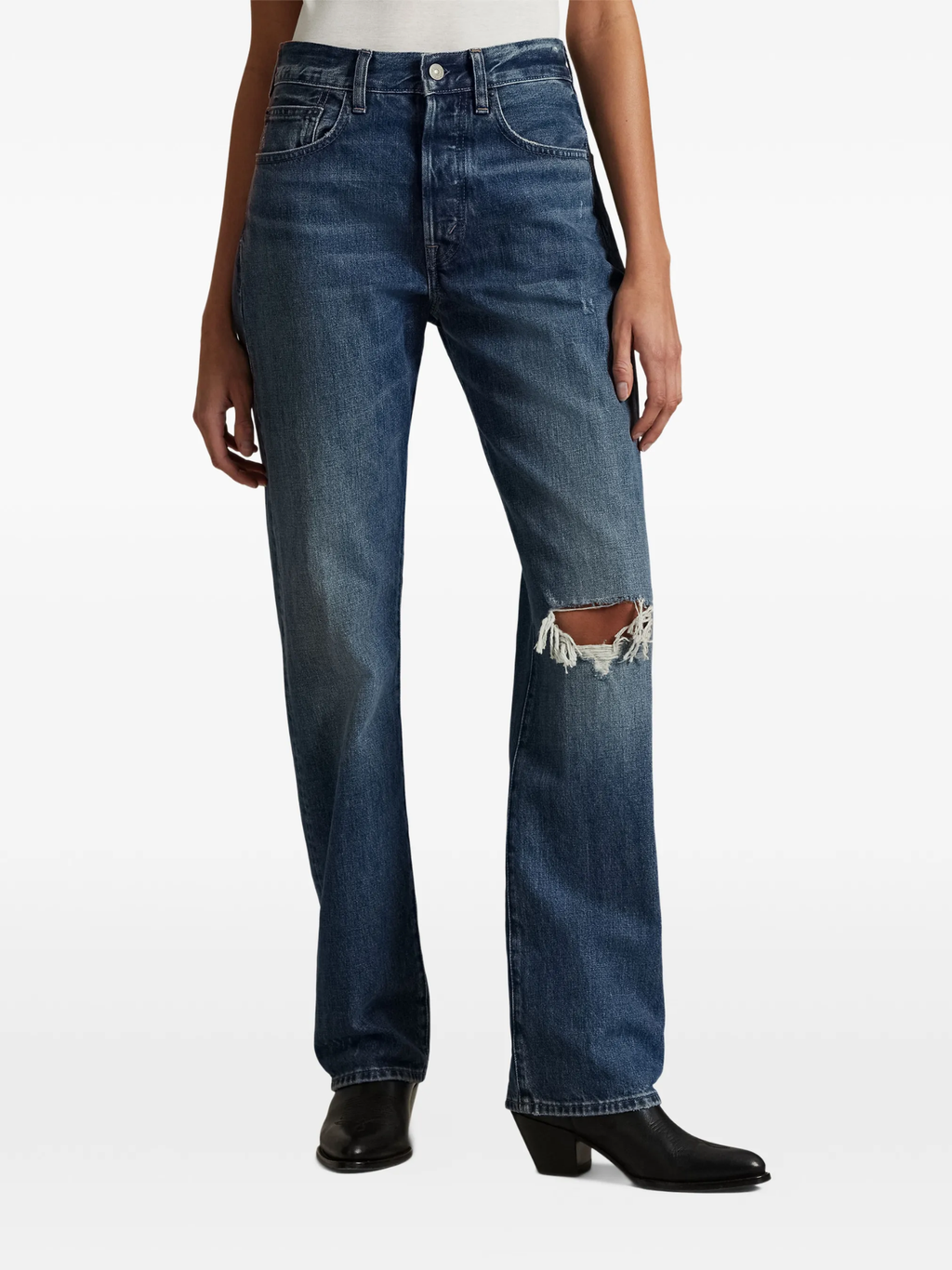 RALPH LAUREN WOMEN High-Rise Relaxed Straight Jeans Gwendolyan Wash