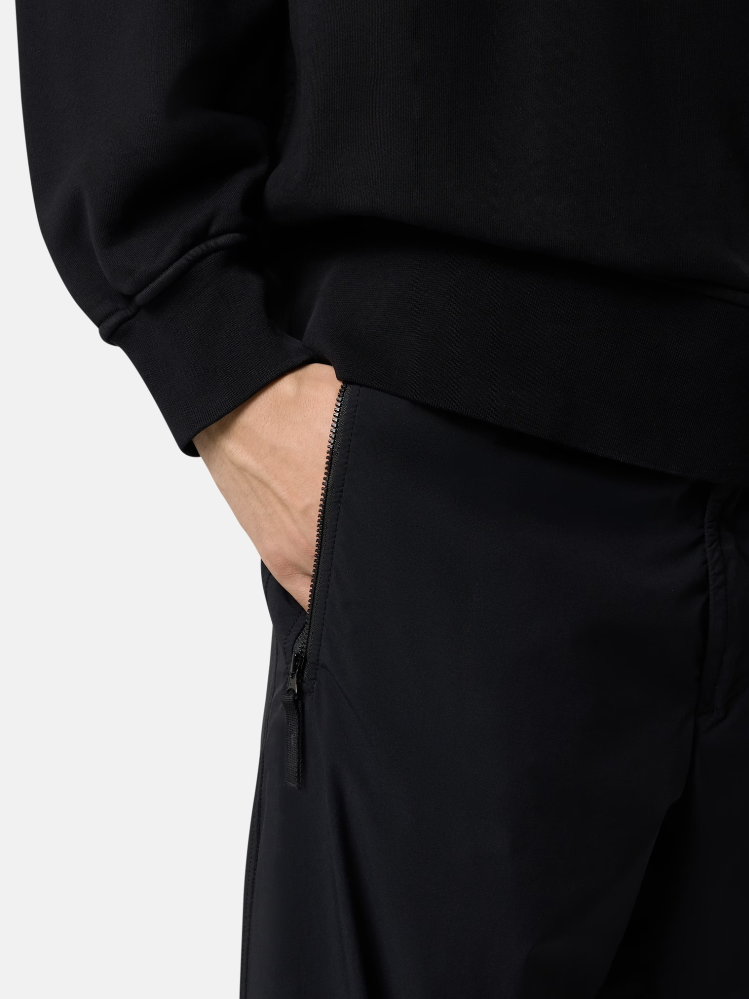 STONE ISLAND Zip Pockets Nylon Tech Fleece Joggers Black