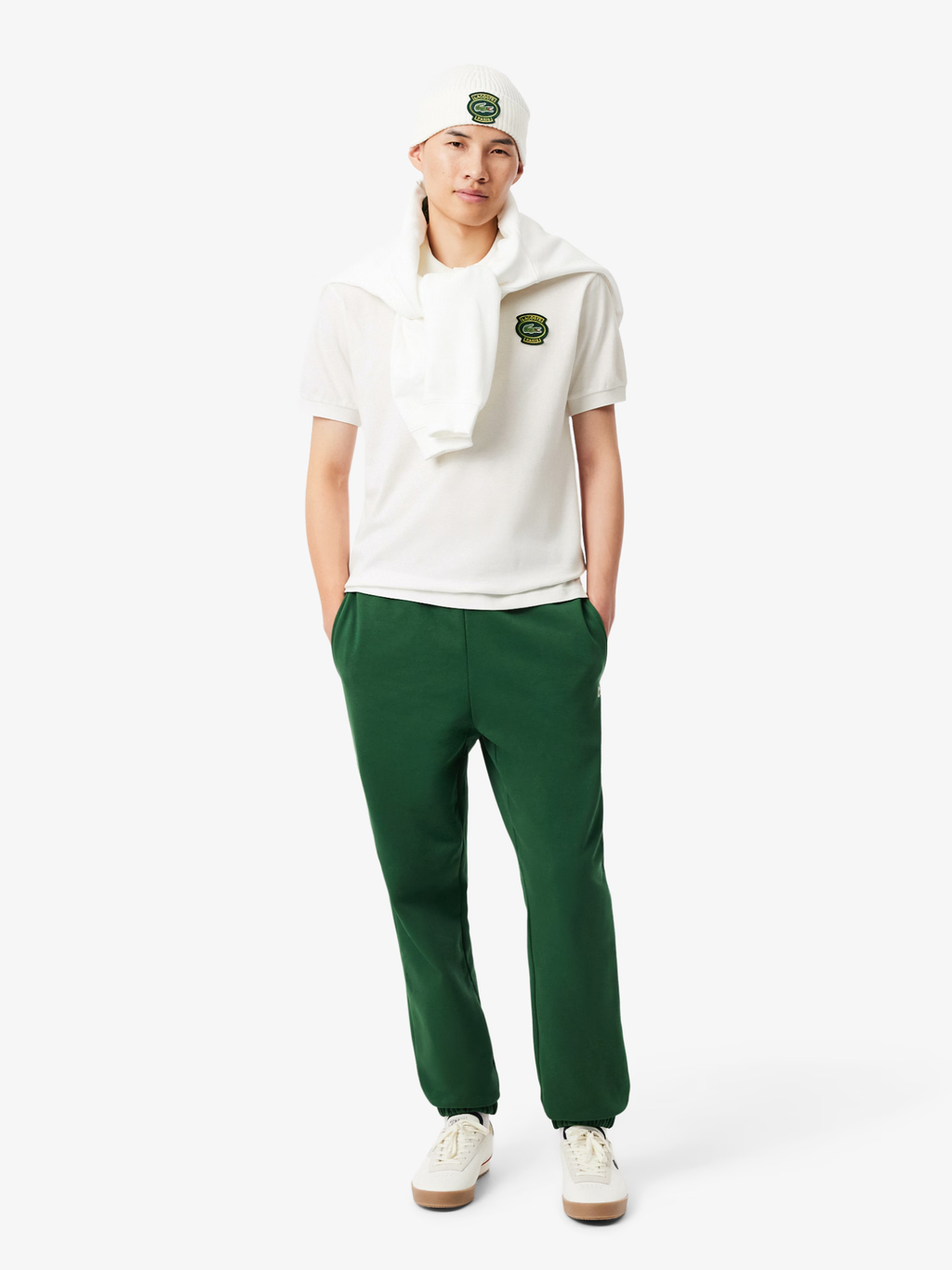 LACOSTE Classic Fit Petit Piqué Badge Polo Shirt White