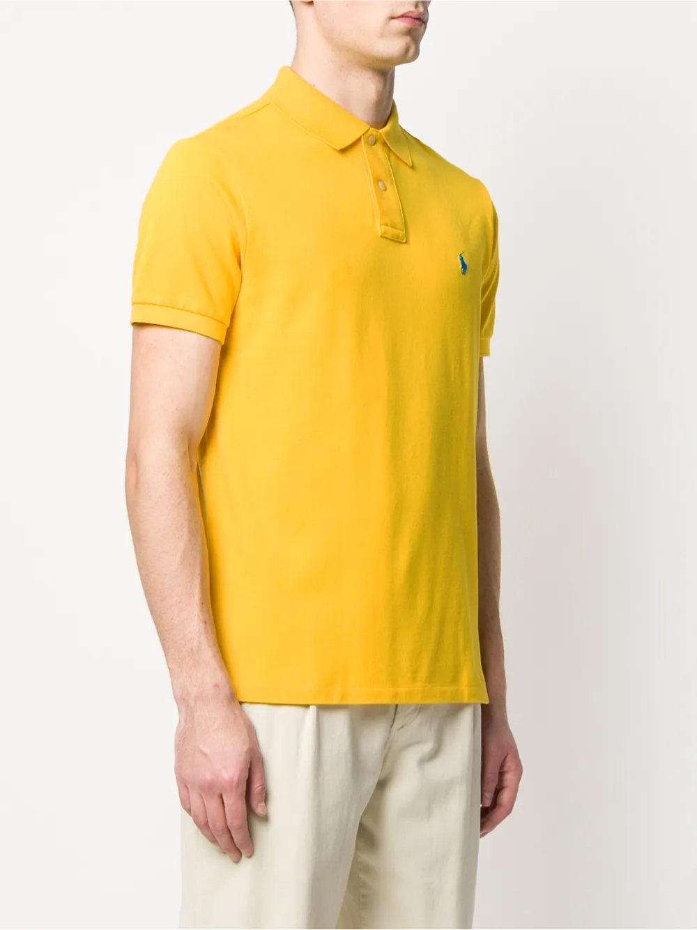 RALPH LAUREN Slim Fit Mesh Polo Shirt Yellow Fin