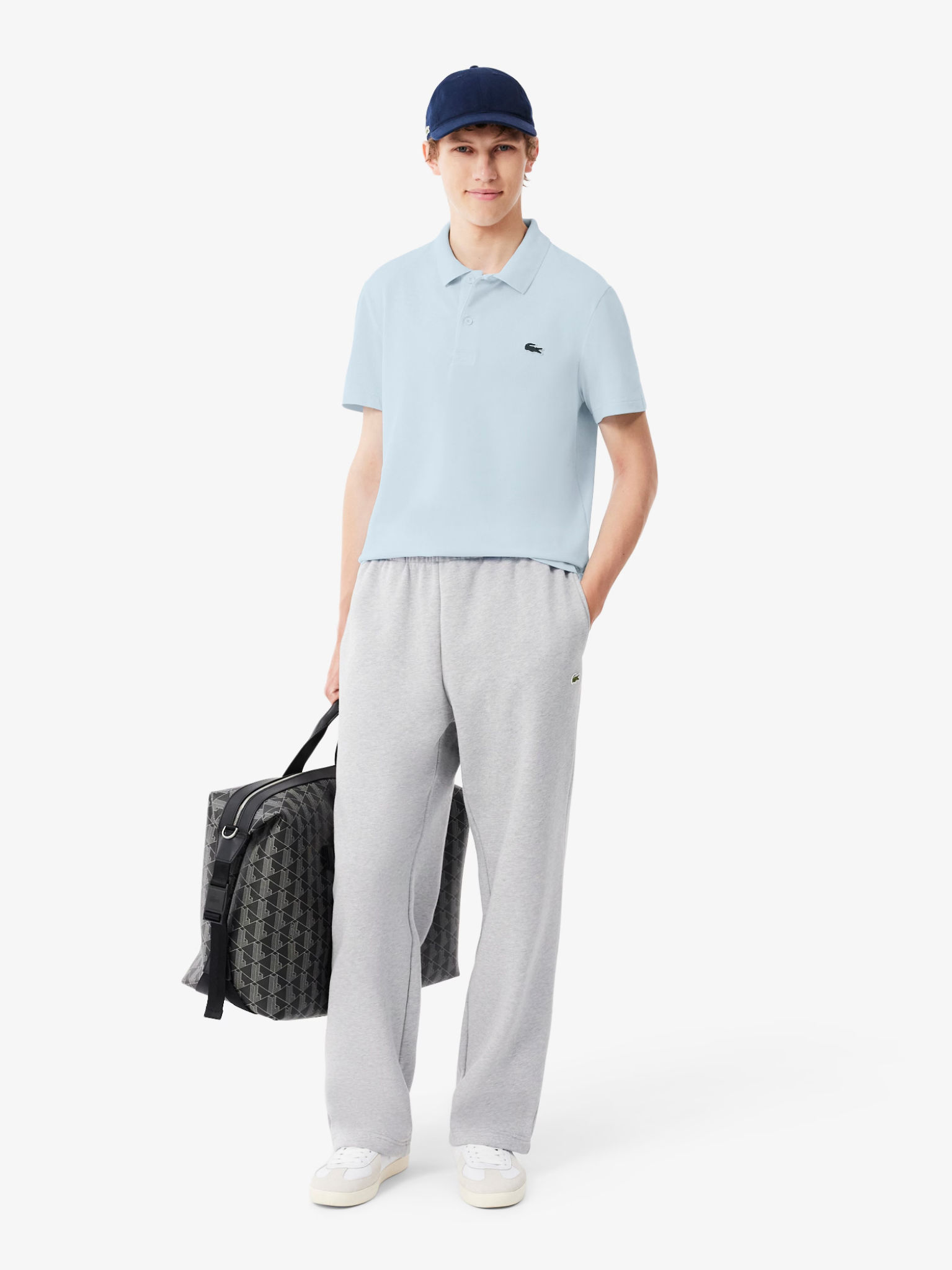 LACOSTE Regular Fit Cotton Blend Polo Shirt Light Blue