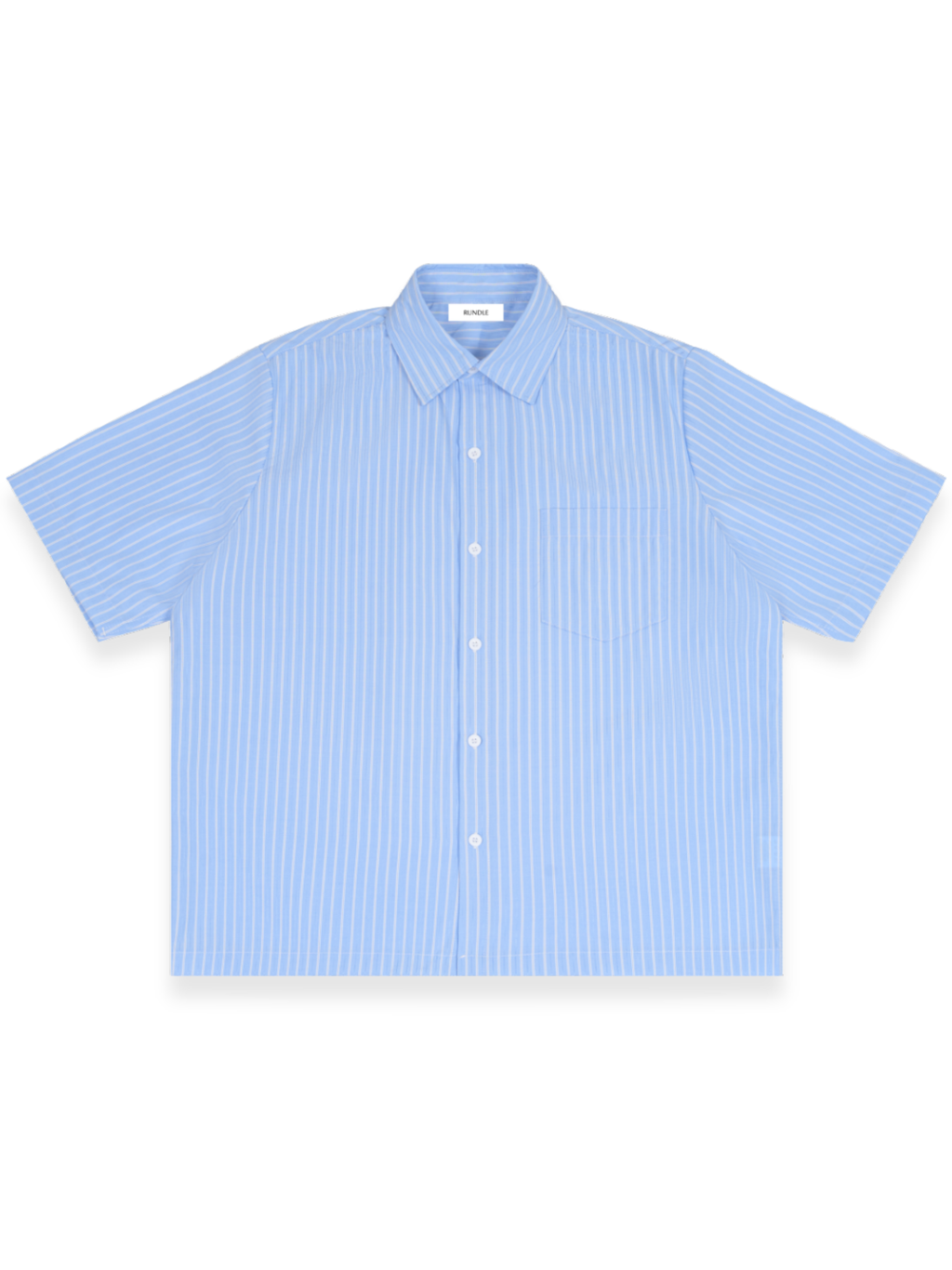RUNDLE Striped Boxy Short Sleeve Shirt Coastal Blue