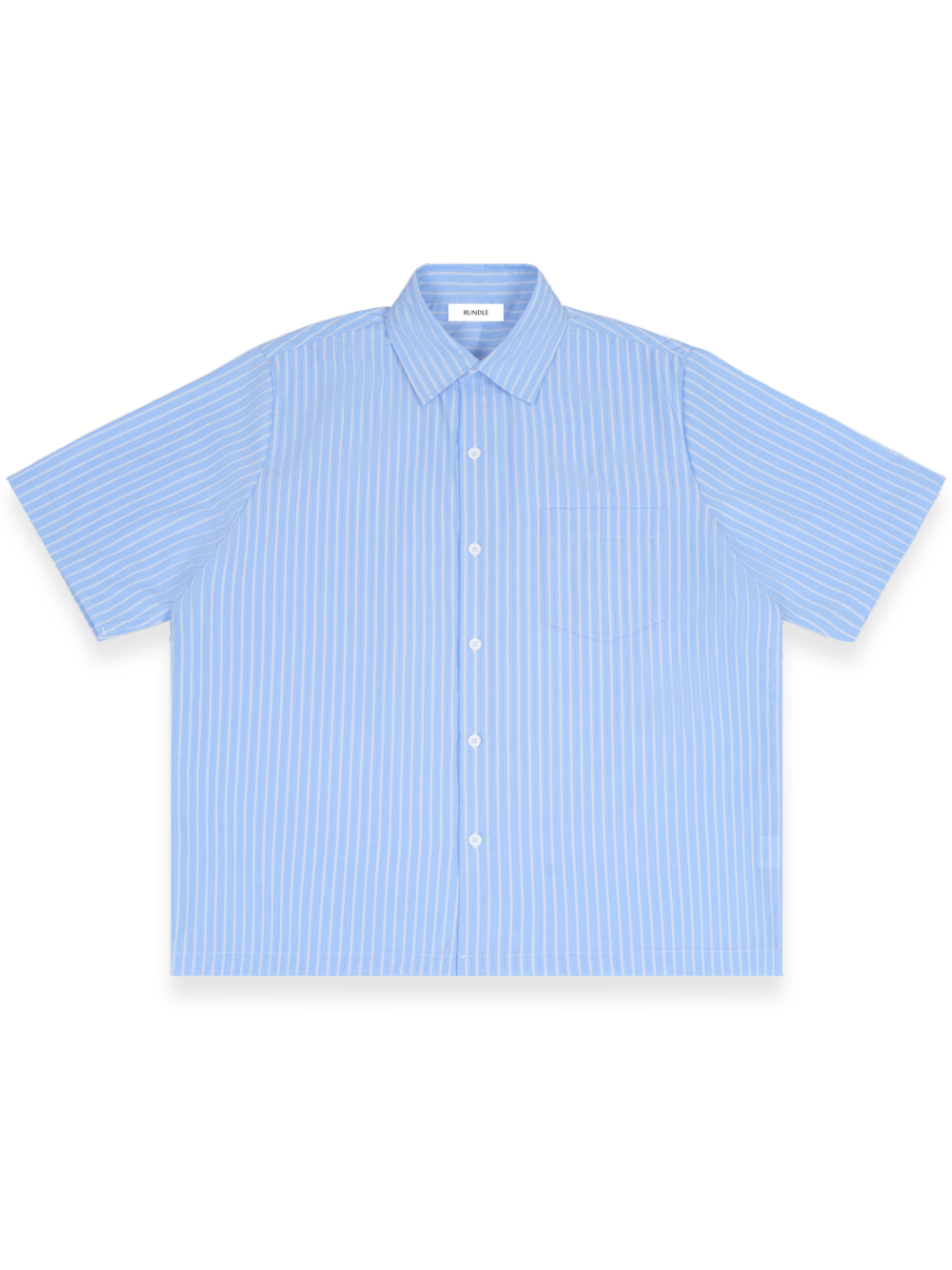 RUNDLE Striped Boxy Short Sleeve Shirt Coastal Blue
