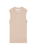 LACOSTE WOMEN Merino Wool 3D Knit Sleeveless Sweater Beige